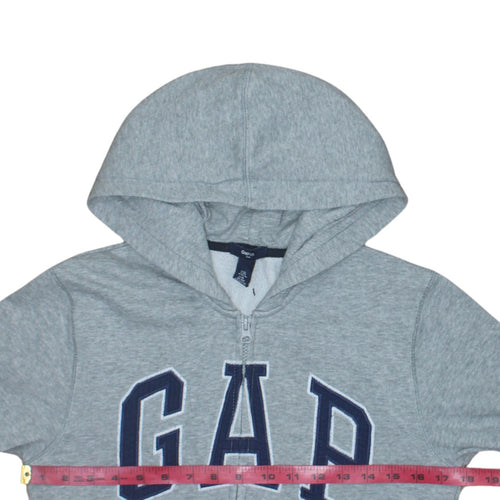 GapKids Boys Grey Full Zip Hoodie Size 12 Years Cotton Blend Logo Design