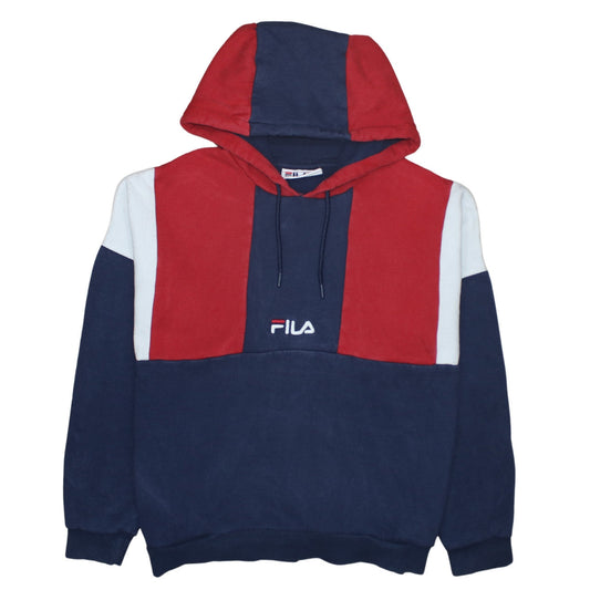 FILA Men’s Multicoloured Pullover Hoodie L Retro Sportswear