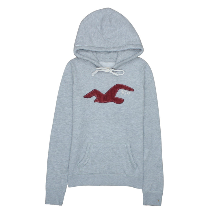 Hollister Men’s Grey Pullover Hoodie L Logo Embroidered Classic Style