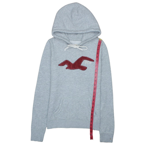 Hollister Men’s Grey Pullover Hoodie L Logo Embroidered Classic Style