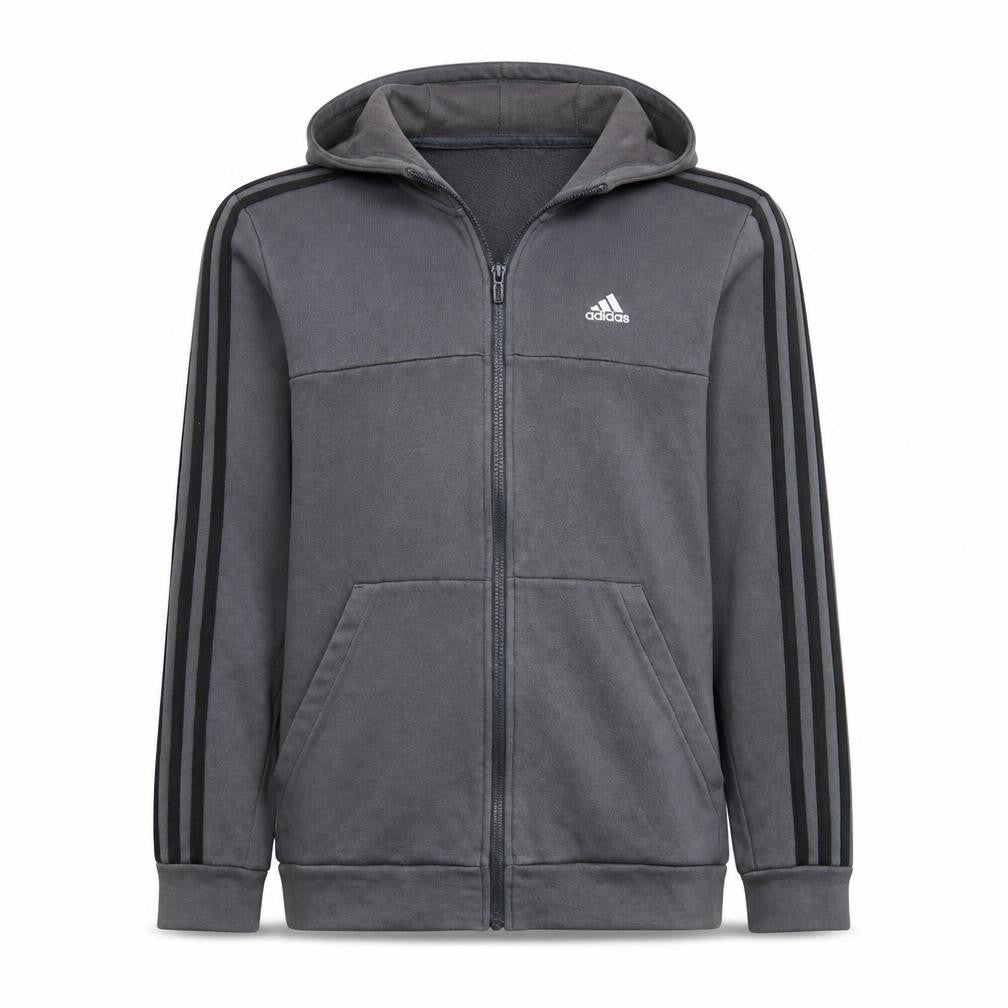 Adidas Boys Grey Full Zip Hoodie Size 10-11 Years Fleece Lined Sportswear