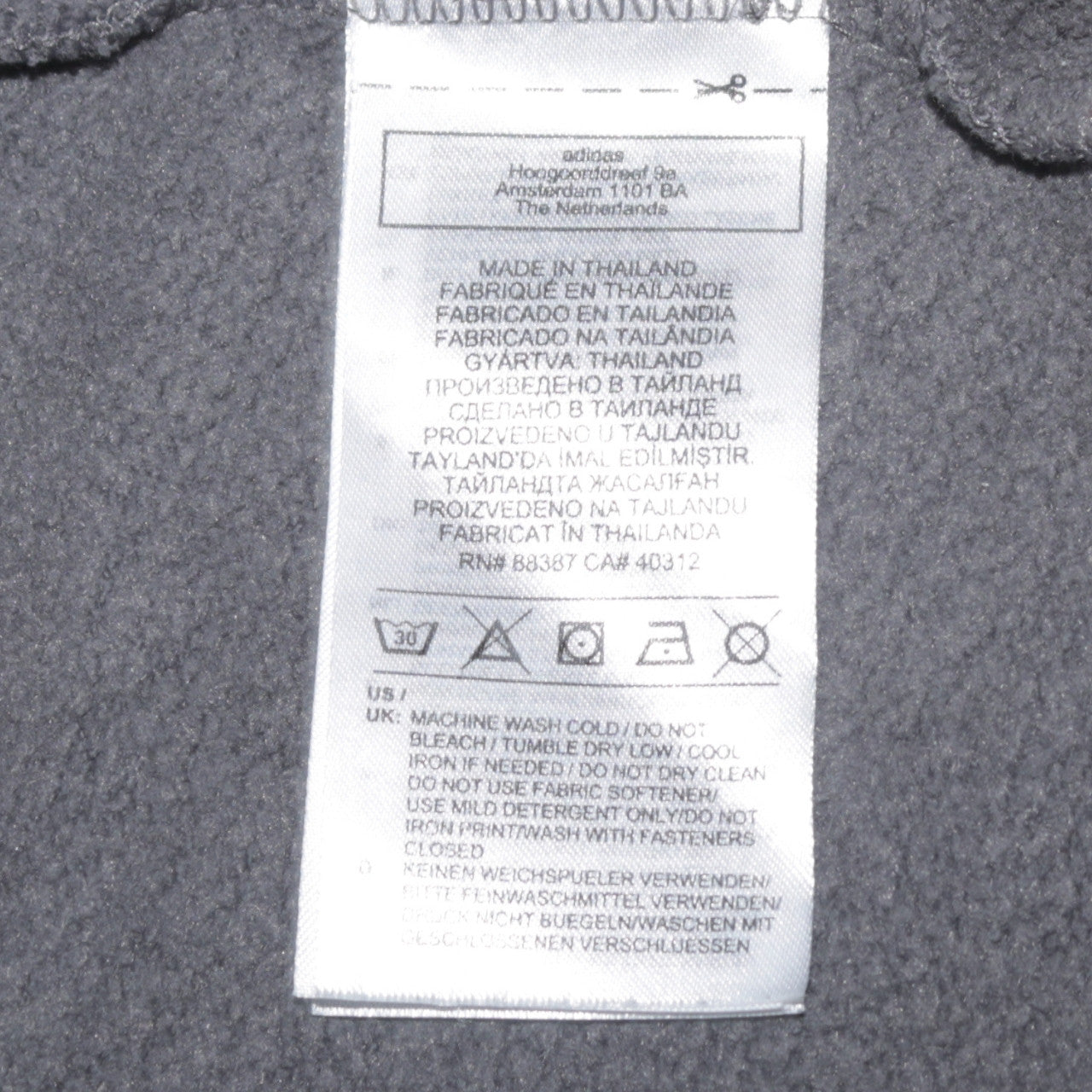 Adidas Boys Grey Full Zip Hoodie Size 10-11 Years Fleece Lined Sportswear