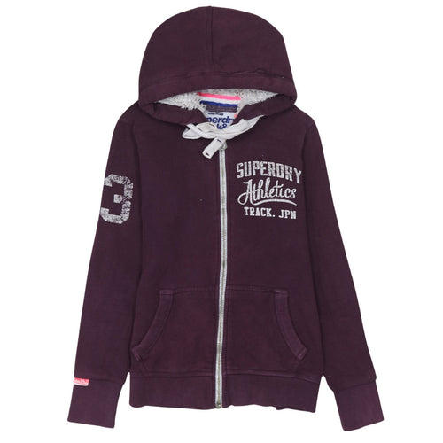 Superdry Women's Purple Full Zip Hoodie Size S Track & Field Lined