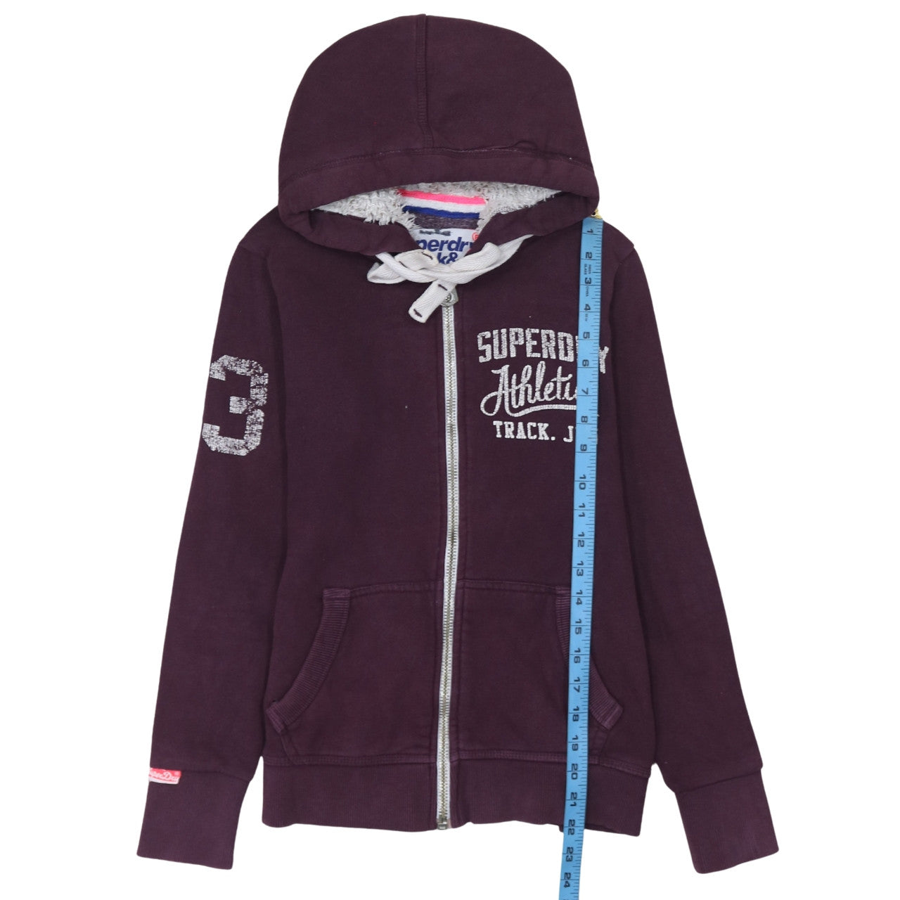 Superdry Women's Purple Full Zip Hoodie Size S Track & Field Lined