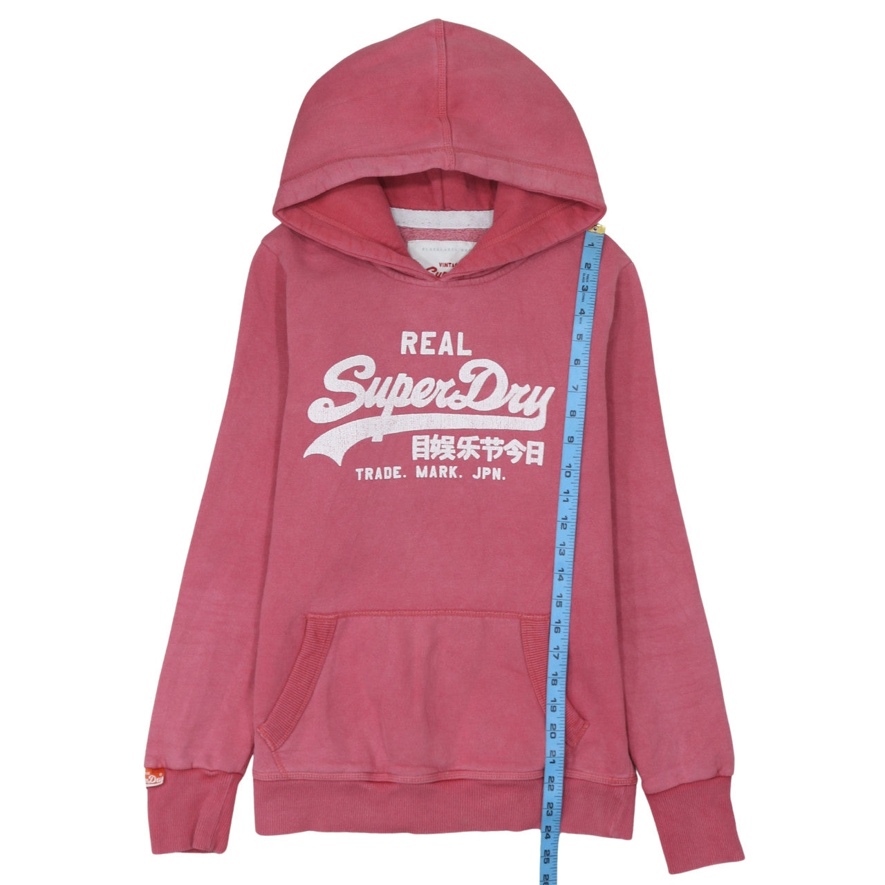 Superdry Women Pink Pullover Hoodie Medium Vintage Logo
