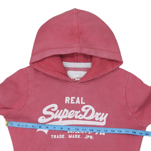 Superdry Women Pink Pullover Hoodie Medium Vintage Logo