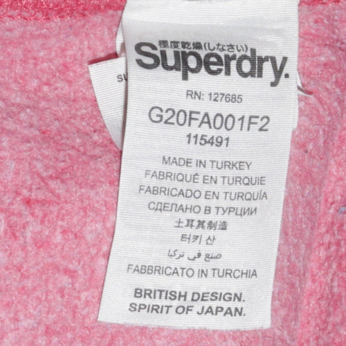 Superdry Women Pink Pullover Hoodie Medium Vintage Logo