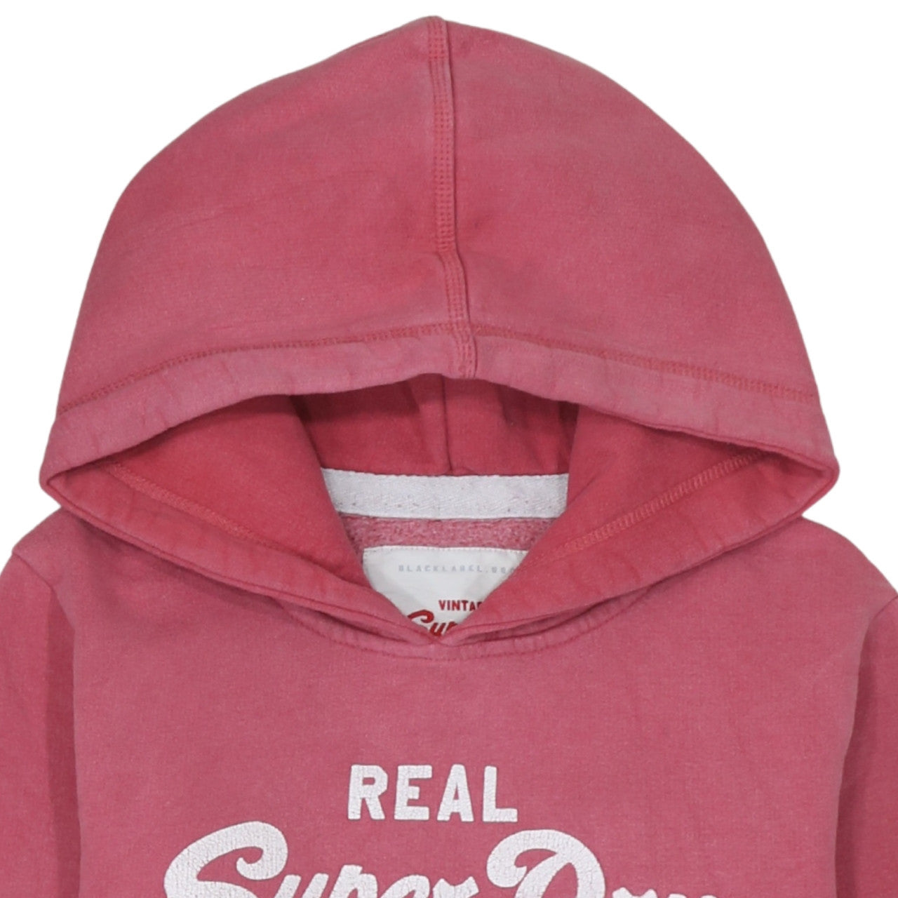 Superdry Women Pink Pullover Hoodie Medium Vintage Logo