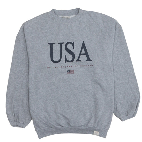 Pull&Bear Women's Grey USA Graphic Pullover Sweatshirt Size Small