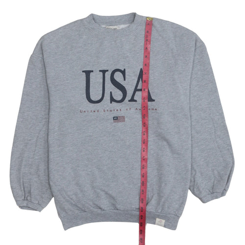 Pull&Bear Women's Grey USA Graphic Pullover Sweatshirt Size Small