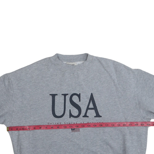 Pull&Bear Women's Grey USA Graphic Pullover Sweatshirt Size Small
