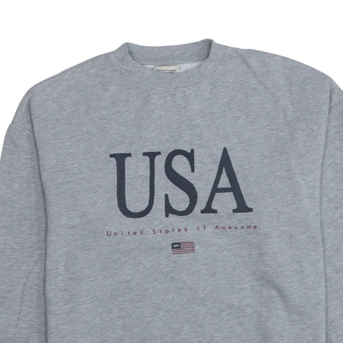 Pull&Bear Women's Grey USA Graphic Pullover Sweatshirt Size Small