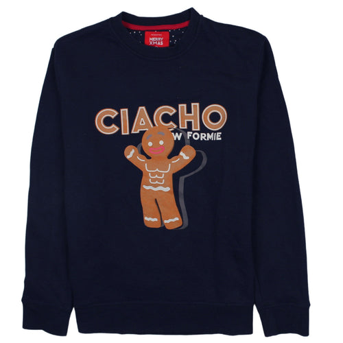 Reserved Men's Blue XL Christmas Gingerbread Graphic Sweatshirt