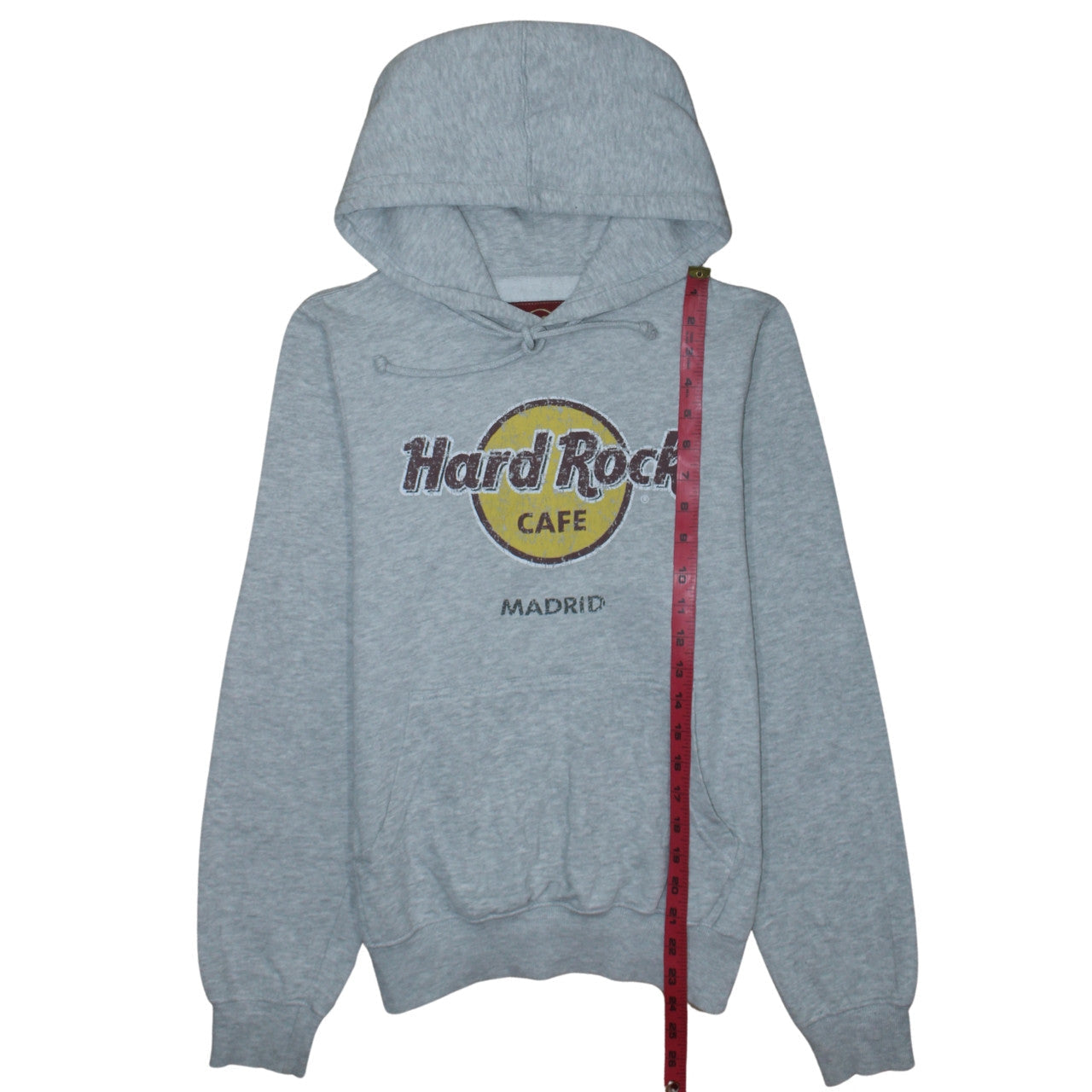 Hard Rock Cafe Madrid Grey Pullover Hoodie Unisex Small Fleece