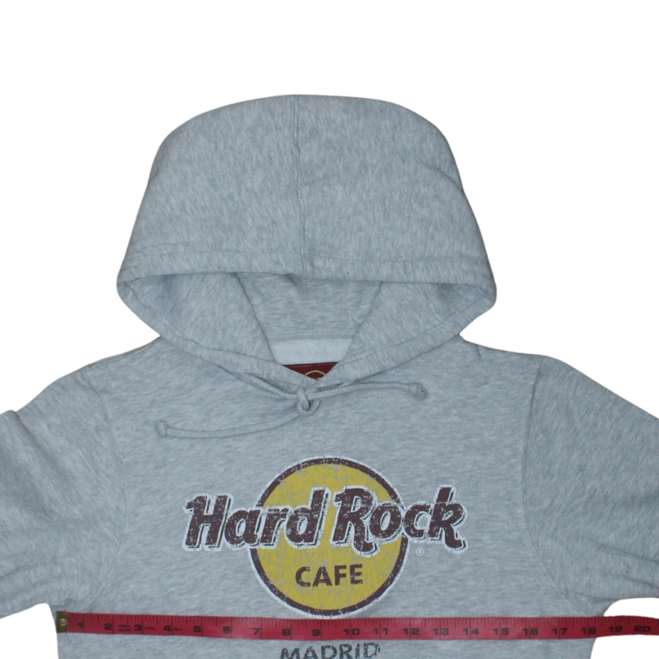 Hard Rock Cafe Madrid Grey Pullover Hoodie Unisex Small Fleece