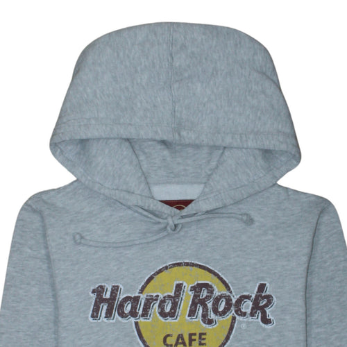 Hard Rock Cafe Madrid Grey Pullover Hoodie Unisex Small Fleece