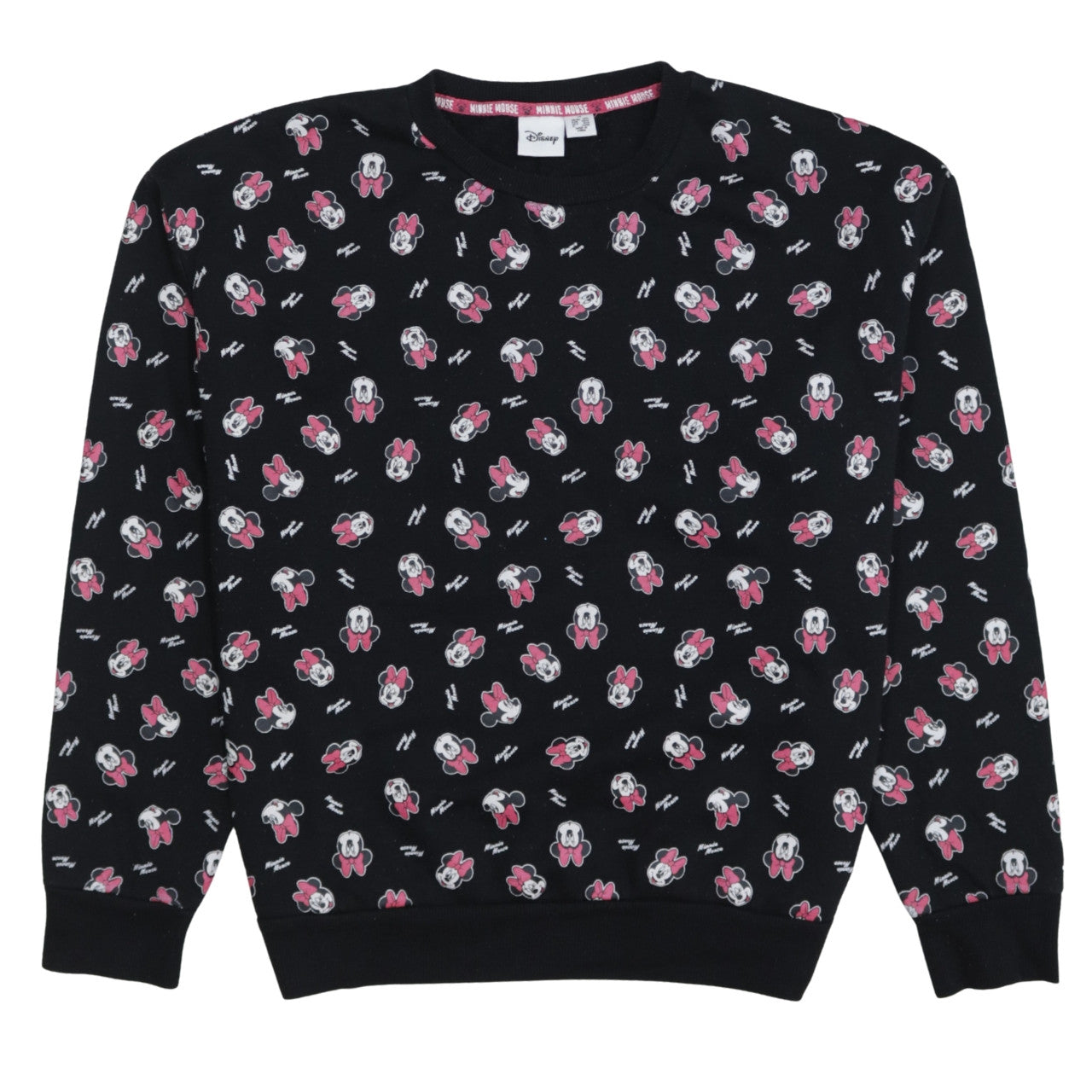 Disney Minnie Mouse Women's Black Crew Neck Pullover Sweatshirt M 12/14