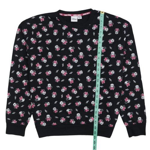 Disney Minnie Mouse Women's Black Crew Neck Pullover Sweatshirt M 12/14