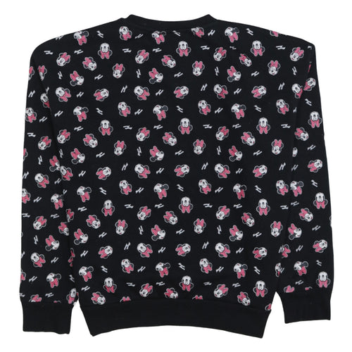 Disney Minnie Mouse Women's Black Crew Neck Pullover Sweatshirt M 12/14