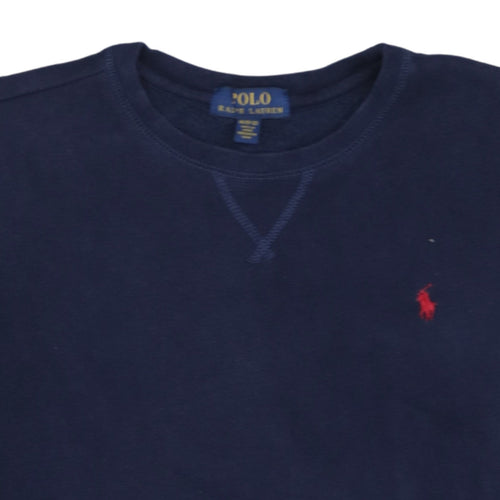 Polo Ralph Lauren Boys Blue Crew Neck Sweatshirt M 10-12 Cotton Logo