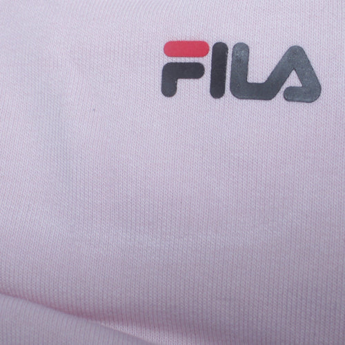 FILA Women Pink Colourblock Logo Crew Neck Pullover Sweatshirt Size S