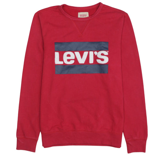 Levi's Women's Red Crew Neck Pullover Logo Sweatshirt Size 16