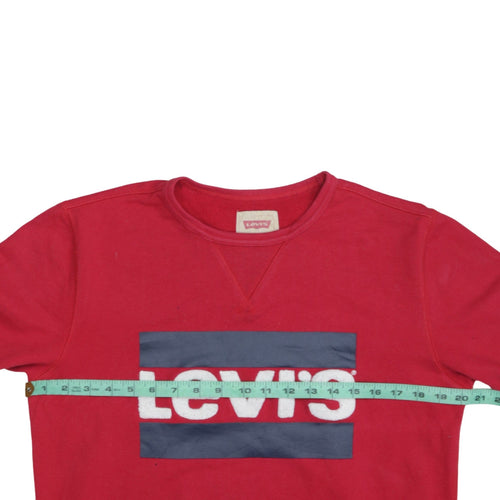 Levi's Women's Red Crew Neck Pullover Logo Sweatshirt Size 16