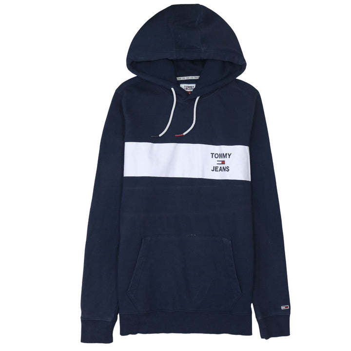 Tommy Jeans Men's Blue XL Pullover Hoodie with Logo Detail