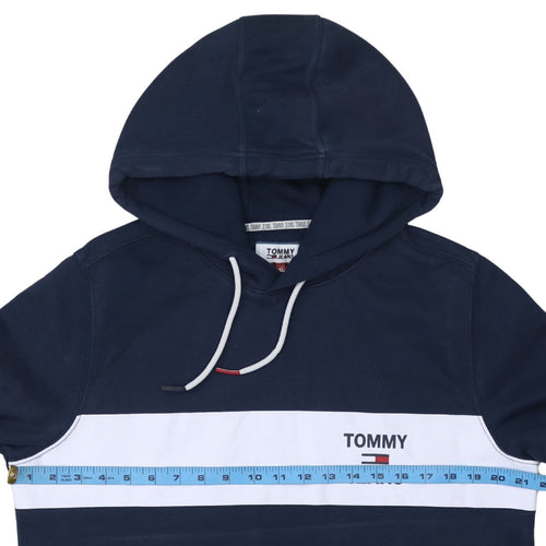 Tommy Jeans Men's Blue XL Pullover Hoodie with Logo Detail