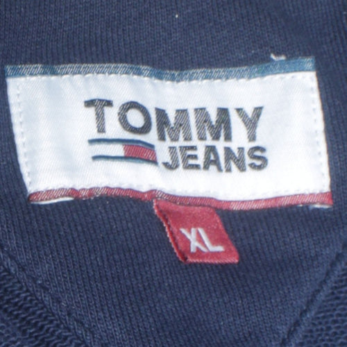 Tommy Jeans Men's Blue XL Pullover Hoodie with Logo Detail