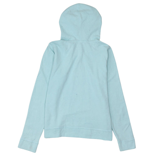 Hollister Womens Blue Pullover Hoodie L Cotton Blend Logo Print