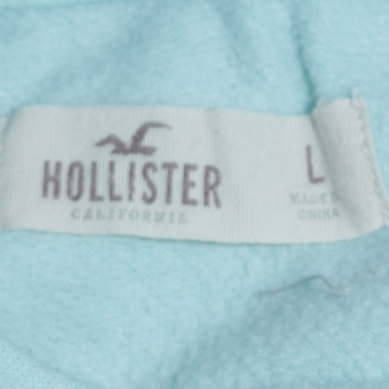 Hollister Womens Blue Pullover Hoodie L Cotton Blend Logo Print
