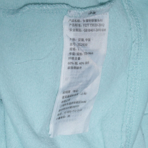 Hollister Womens Blue Pullover Hoodie L Cotton Blend Logo Print