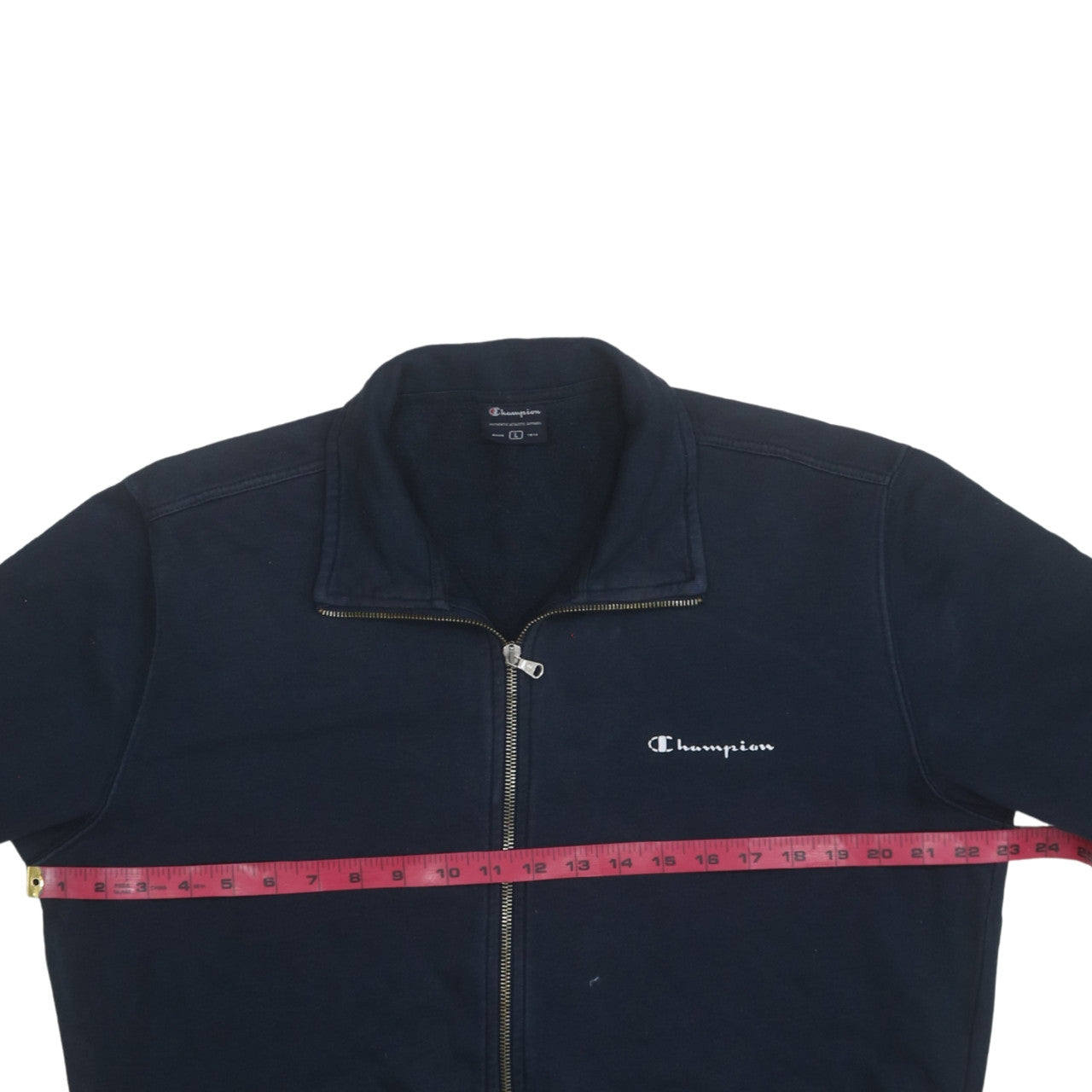 Champion Men's Blue Full Zip Collared Sweatshirt Size L