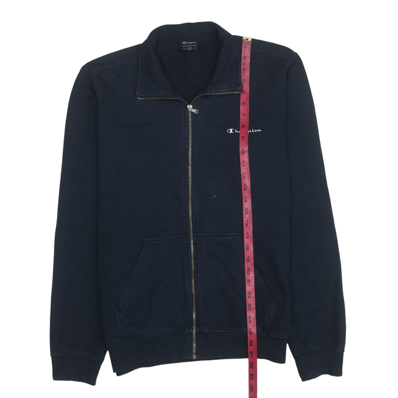 Champion Men's Blue Full Zip Collared Sweatshirt Size L