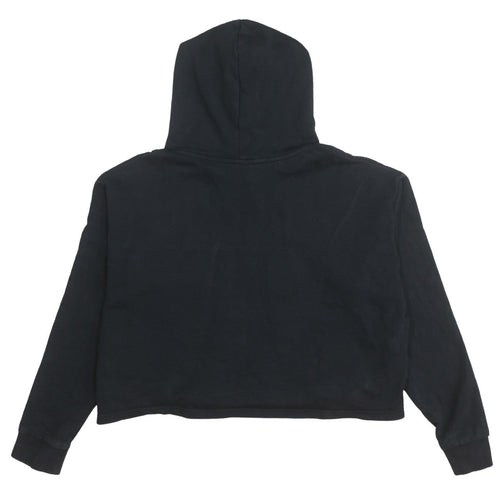 Puma Womens Black Cropped Hoodie L Long Sleeve Pullover Casual Sportswear