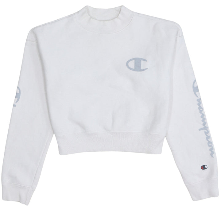 Champion Womens White XS Pullover Sweatshirt with Logo Print