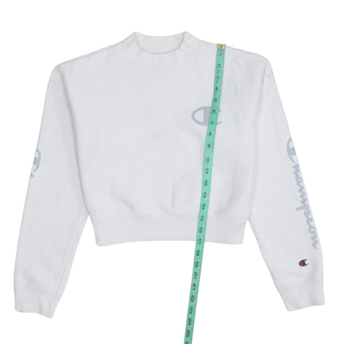 Champion Womens White XS Pullover Sweatshirt with Logo Print
