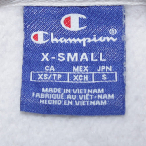 Champion Womens White XS Pullover Sweatshirt with Logo Print