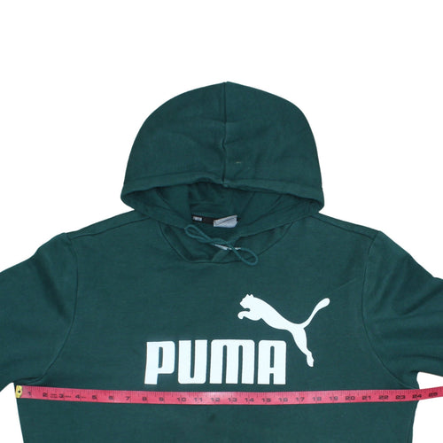 Puma Women's Green Pullover Hoodie Size L Logo Print Casual Sweatshirt