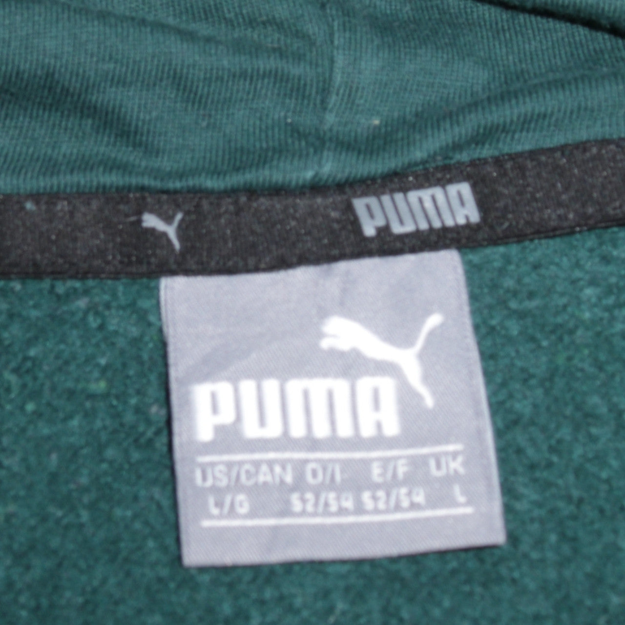 Puma Women's Green Pullover Hoodie Size L Logo Print Casual Sweatshirt