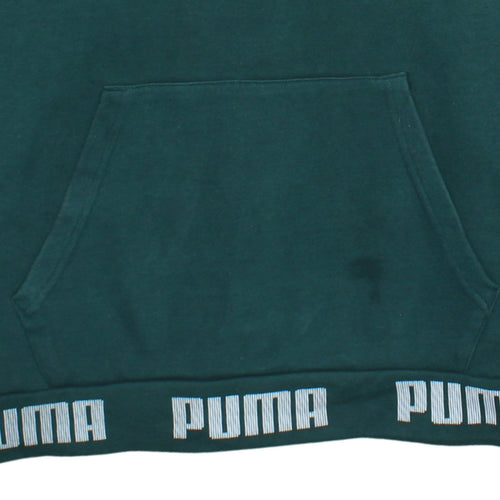 Puma Women's Green Pullover Hoodie Size L Logo Print Casual Sweatshirt