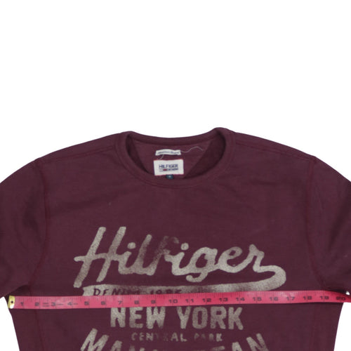 Tommy Hilfiger Men's Brown Logo Sweatshirt M Crew Neck Pullover