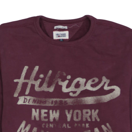 Tommy Hilfiger Men's Brown Logo Sweatshirt M Crew Neck Pullover