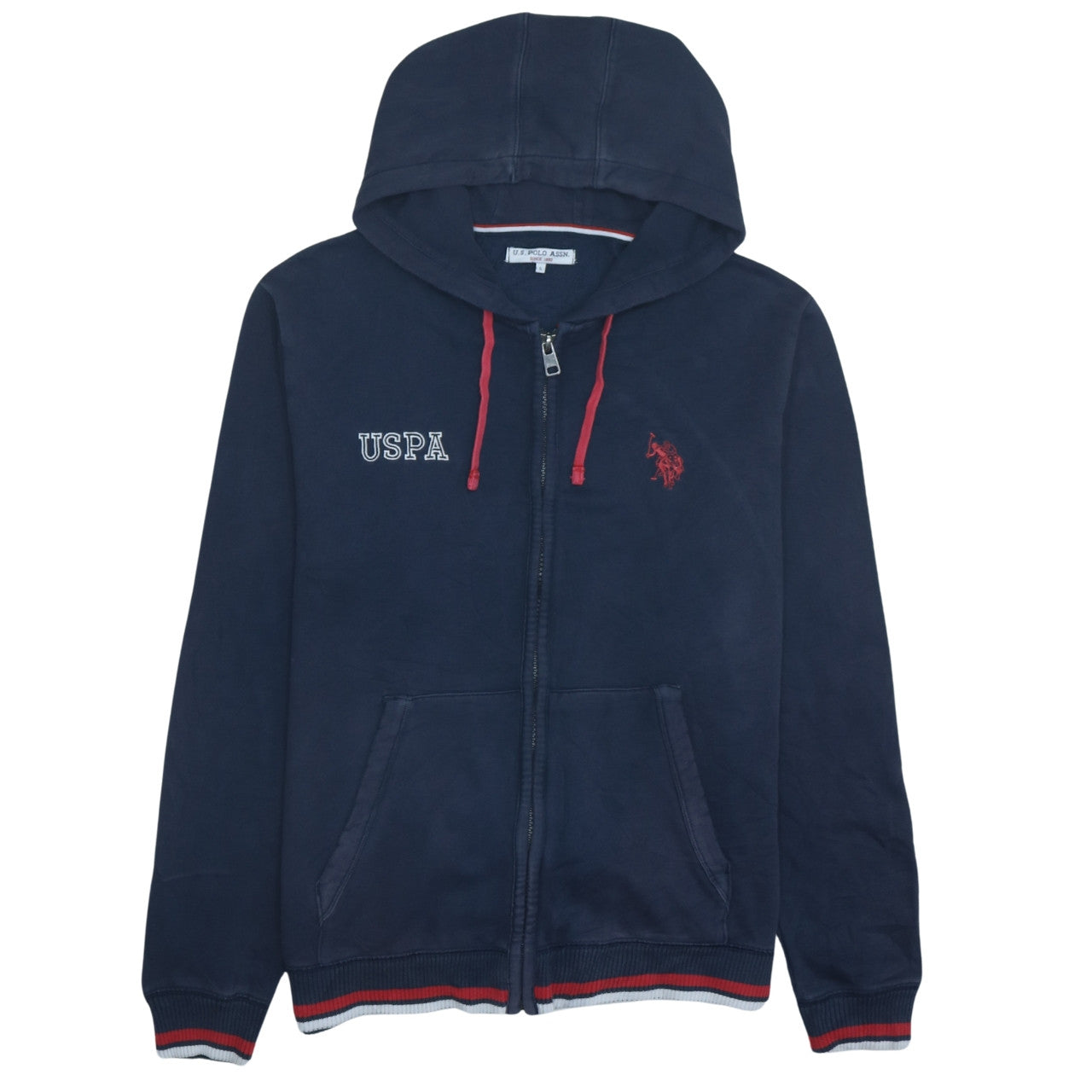 U.S. Polo Assn. Men's Blue Full Zip Hoodie Size L Embroidered Logo