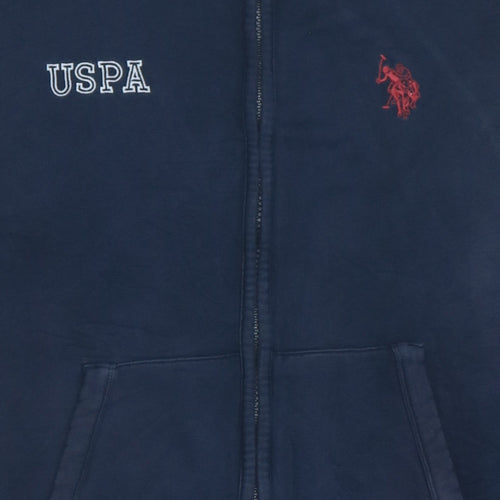 U.S. Polo Assn. Men's Blue Full Zip Hoodie Size L Embroidered Logo
