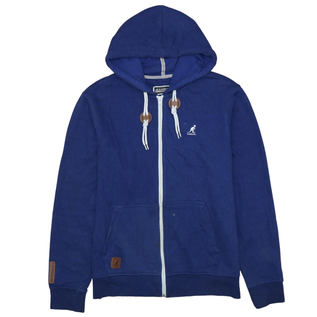 Kangol Men's Blue Full Zip Hoodie Medium Logo Fleece Sweatshirt