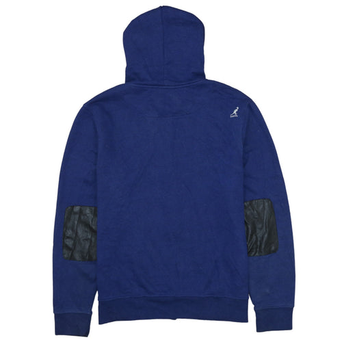 Kangol Men's Blue Full Zip Hoodie Medium Logo Fleece Sweatshirt