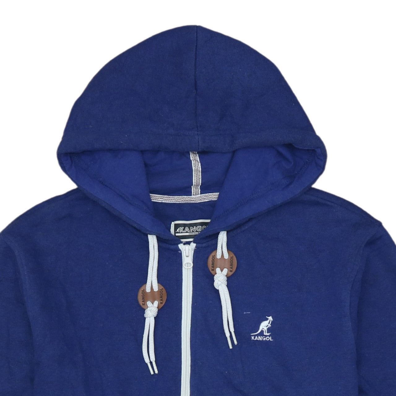 Kangol Men's Blue Full Zip Hoodie Medium Logo Fleece Sweatshirt