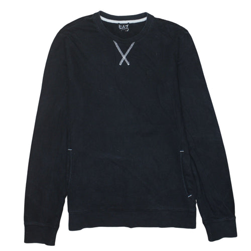 Emporio Armani EA7 Men's Black Cotton Pullover Sweatshirt L